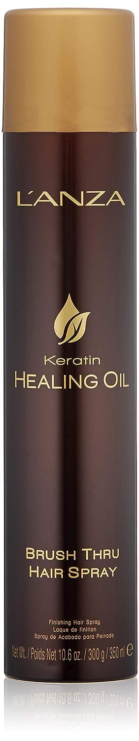 L'ANZA Keratin Healing Oil Brush Thru Hair Spray with Medium Hold Effect, For a Shiny Finishing and a Long-lasting Look, With Triple UV and Heat Protection, Suitable For All Hair Types (10.6 Fl Oz)