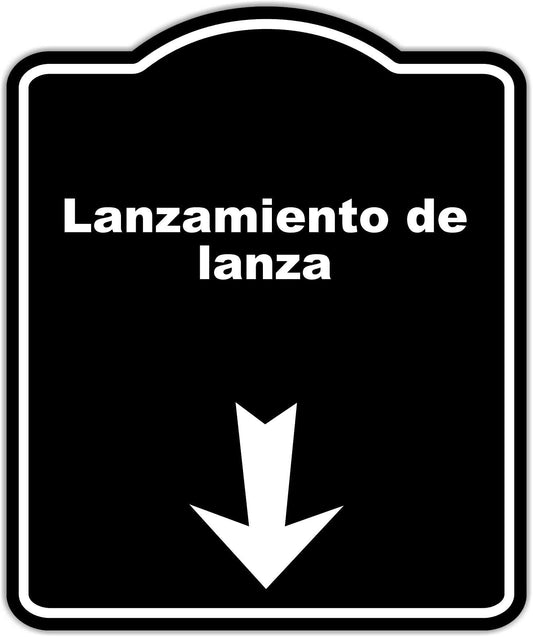 Lanzamiento de lanza Spanish Black Sign Arrow Down Aluminum Composite Sign 20 x 24 inches