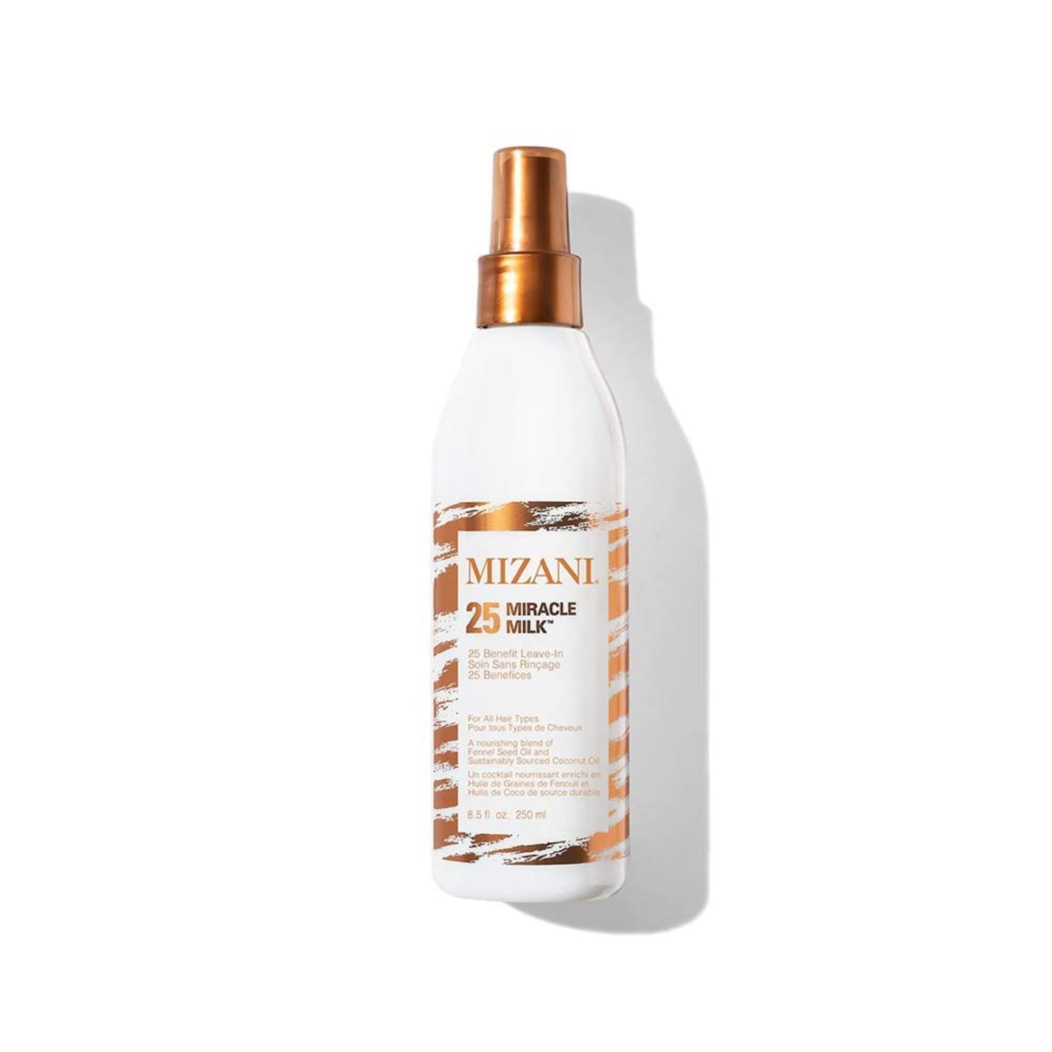 Mizani 25 Benefit Miracle Milk - Leave in Conditioner for Curly Hair, With Coconut Oil, Curl Detangler Spray, Anti Frizz Heat Protectant, No Drying Alcohols, Paraben-Free, 8.5 Fl Oz