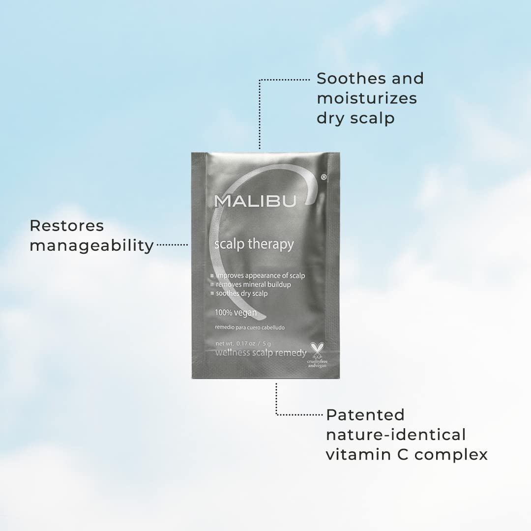 White Smoke Malibu C Scalp Therapy Wellness Remedy - Scalp Care Remedy Packet to Soothe & Moisturize Dry Scalp - Restores Manageability with Vitamin C and Zinc Gluconate (1 Packet)