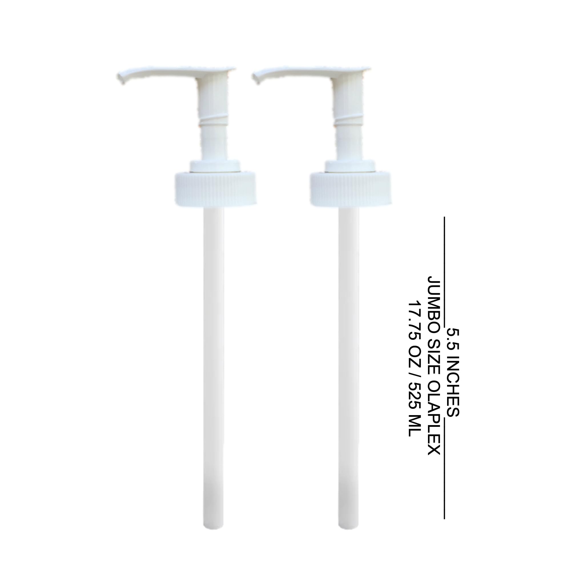 Dispenser Pumps Compatible with the New Size Jumbo Olaplex No. 4 Shampoo and No. 5 Conditioner 17.75 oz, 525 ml Size Bottles, Ultra Essentials (Two White Pumps - 4 and 5 (17.75oz Jumbo)
