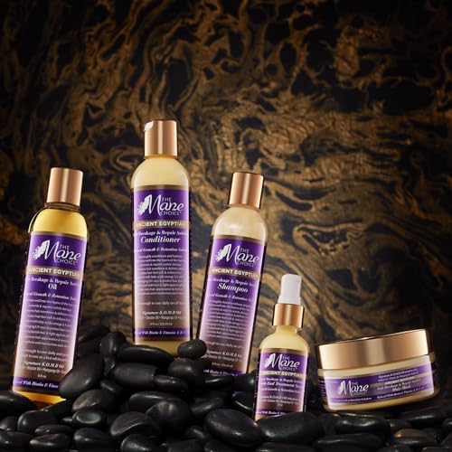 Après-shampoing anti-casse et réparateur égyptien antique The Mane Choice pour cheveux bouclés, ondulés et crépus. Hydrate et renforce les cheveux. Nourrit les cheveux secs et cassants. 227 g.