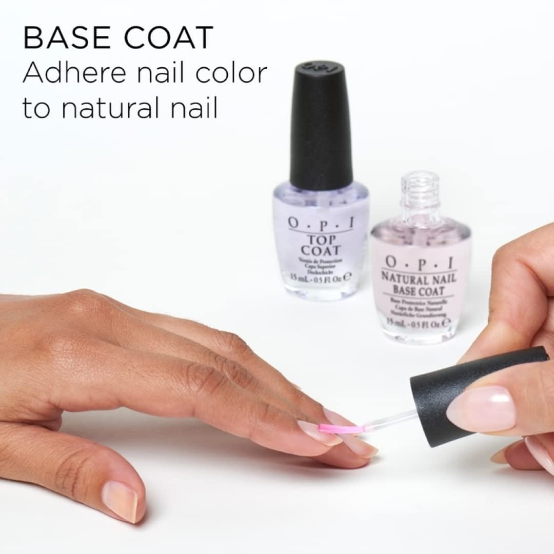 OPI Nail Polish Top and Base Coat, Protective High-Gloss Shine, 0.5 Fl Oz, Natural