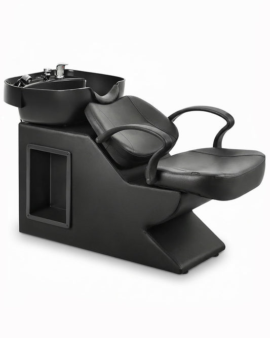 White Smoke IJIALIFE Shampoo Bowl and Chair Set, Luxury Salon Sinks Hair Washing Station for Hair Stylist, Shampoo Barber Backwash Chair for Home Spa Beauty Barbershop (Standard)