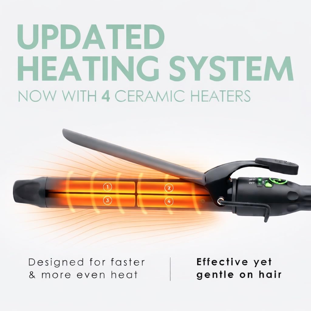White Smoke MINT REVAMP X-Long Barrel 1.25 Inch Curling Iron — Easier & Faster Styling for Long Hair | Truly Ionic & Even Heat Ceramic Curling Iron 1 1/4 Inch | Professional Optimized Clamp for Smooth Salon Curls