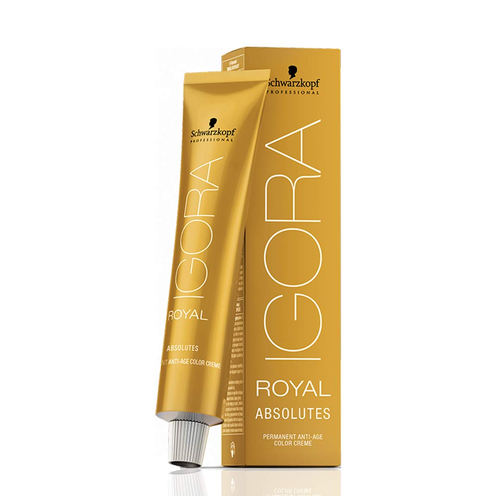 Igora Royal Absolutes 9-50 超浅金色自然永久抗衰老染发膏 60 克，100% 白发覆盖率和 M Hair Designs 染发刷黑色（2 件套装）