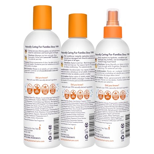 Fairy Tales Swim Shampoo, Conditioner, and Conditioning Spray for Kids- 3 pack | Made with Natural Ingredients in the USA | Chlorine Removal Swimmer Trio | No Parabens, Sulfates, or Synthetic Dyes