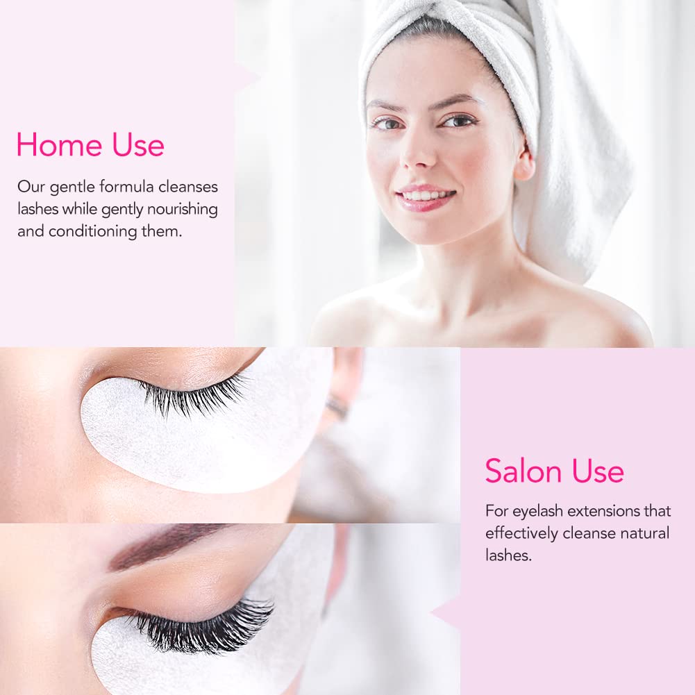 "AuReve Eyelash Extension Cleanser Lash Shampoo Foam, Eyelid Cleanser for Makeup Remover Eyelash Care, Paraben & Sulfate Free for Salon and Home Use (Rose 600ml)"