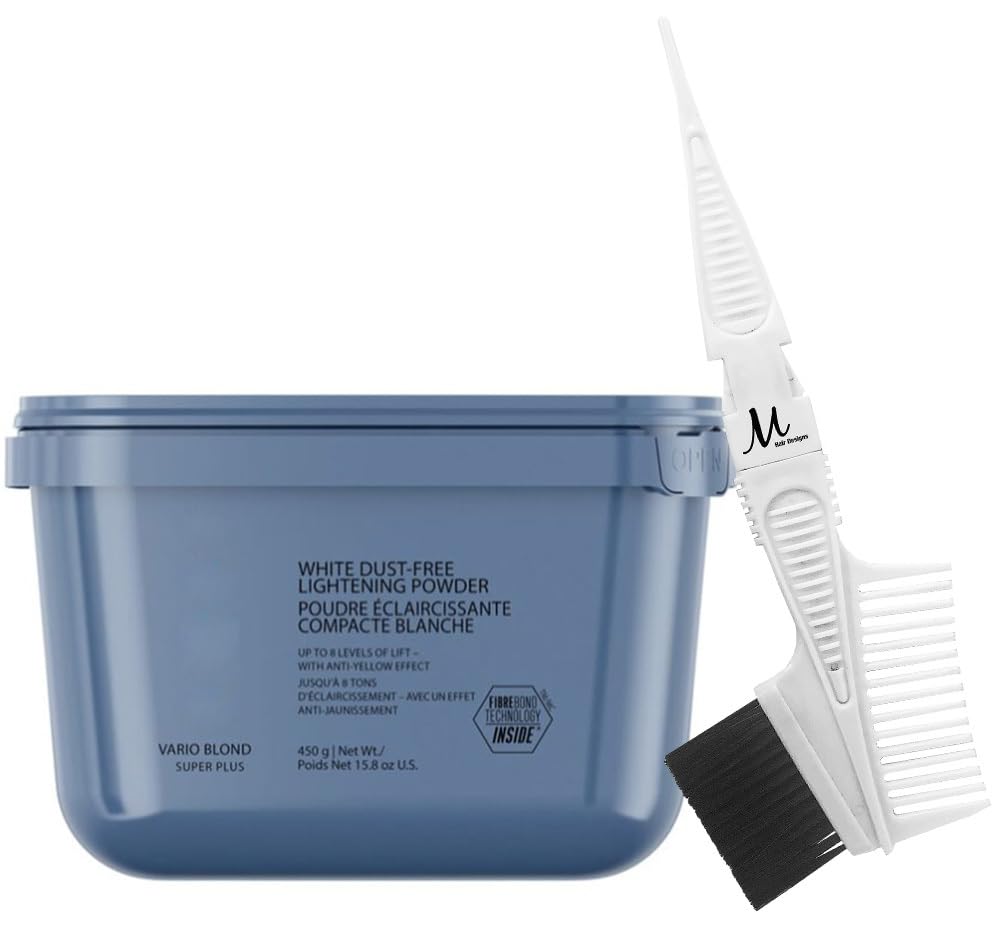 Igora Vario Blond Bleach Super Plus Power 亮发粉 450 克和 M Hair Designs 染发刷梳（套装）
