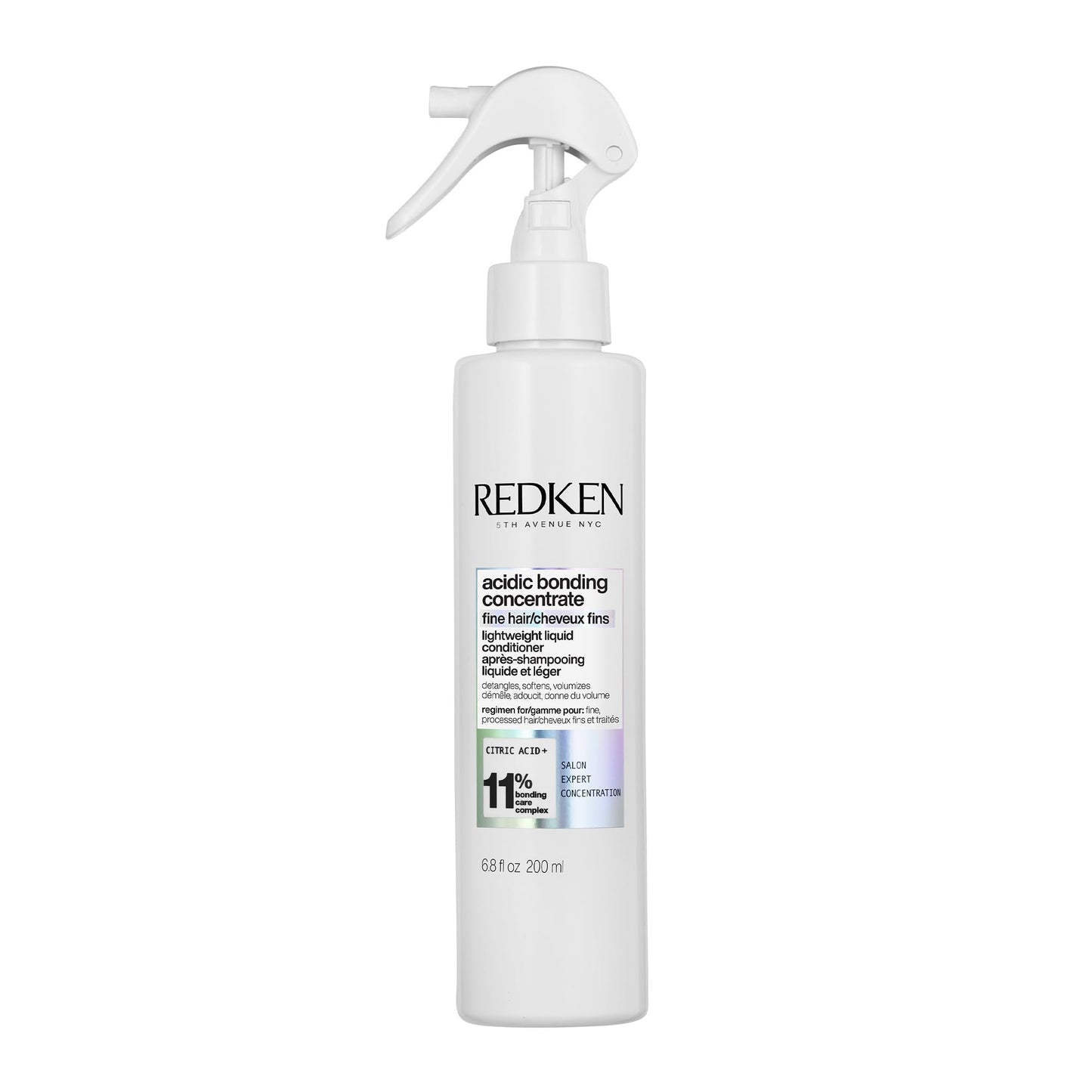 Après-shampoing liquide léger Redken Bonding pour cheveux abîmés | Volume et soin | Concentré acide bonding | Spray après-shampoing sans sulfate | Pour cheveux fins ou clairsemés | 200 ml