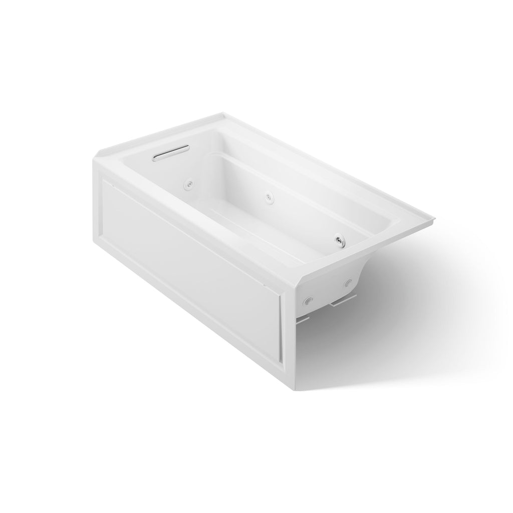 Kohler K-1122-HL-0 Archer 60"x32" alcove whirlpool with integral apron, left hand drain and heater, White