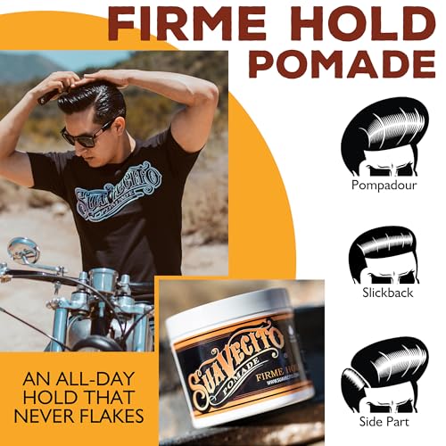 Suavecito Pomade Firme（强力）定型 4 盎司，1 包 - 男士强力定型发胶 - 中等光泽水基无片状发胶 - 易于清洗 - 适合所有发型，全天定型
