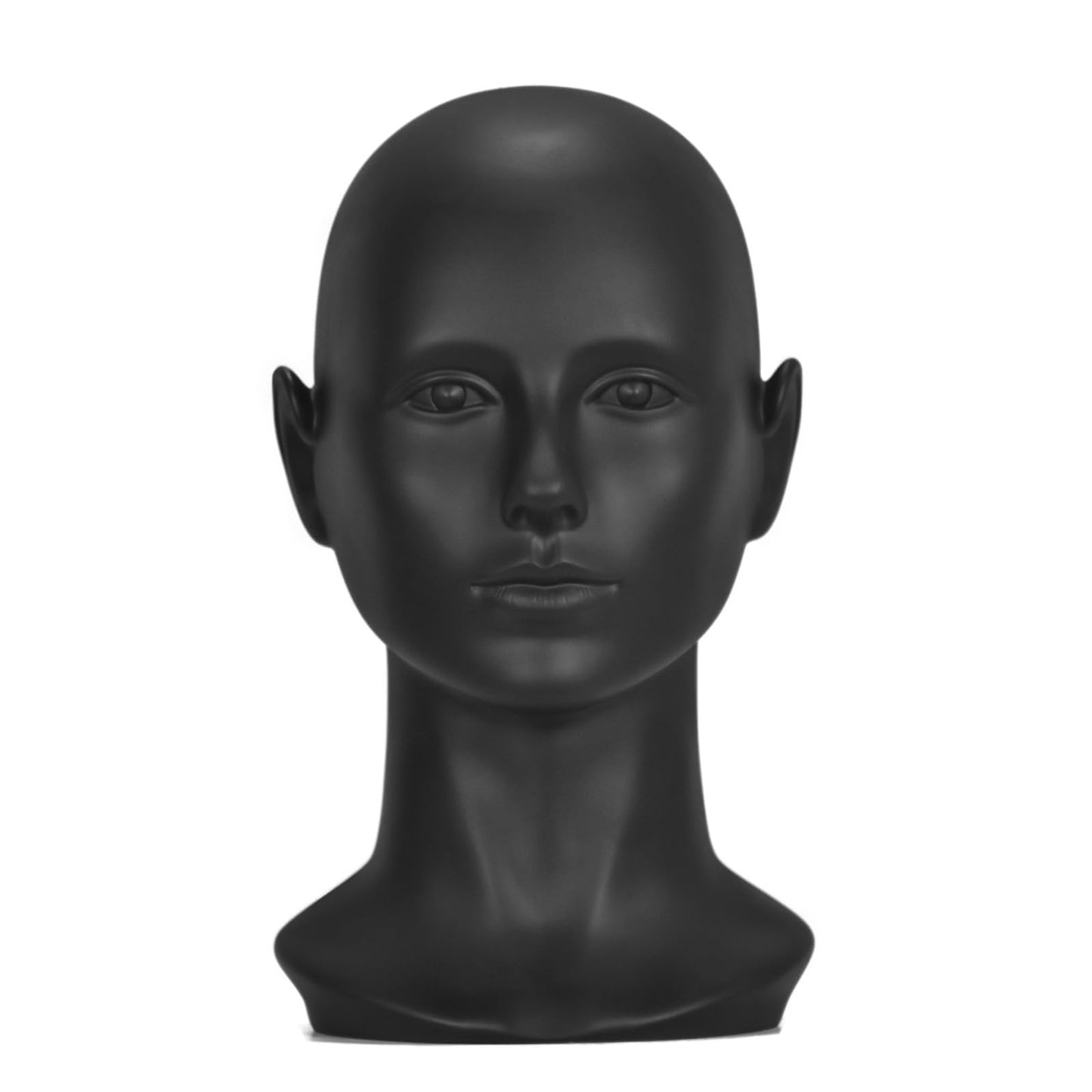 MIAOMANZI PVC Mannequin Head White Female Manikin Dummy Stand Model Display Hat Scarf Wigs Hair Glasses Hat Beauty Styling Tool (Matte black)