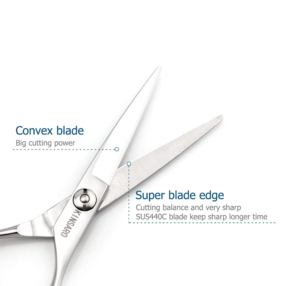 5.5" Barber scissors Hair scissors Professional Hair Shears Cutting Shears 440C Hair Cutting Scissors Barber Shears Haircut Scissors Silvery Convex Blades KINSARO