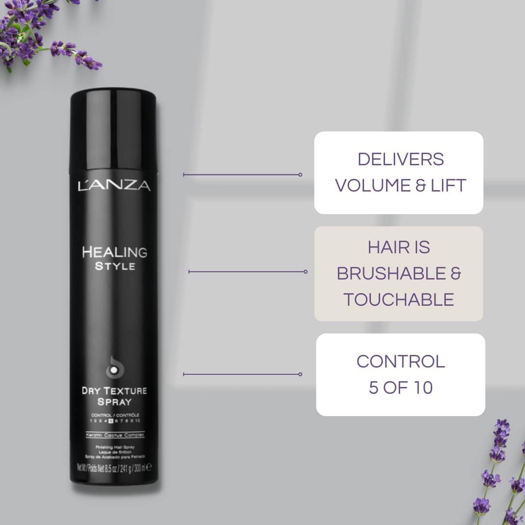 L'ANZA Healing Style Dry Texture Spray with Medium Hold Effect, Eliminates Frizz, Detangles and Boosts Hair's Shine, With UV and Heat Protection to Prevent Sun and Styling Damage (8.5 Fl Oz)