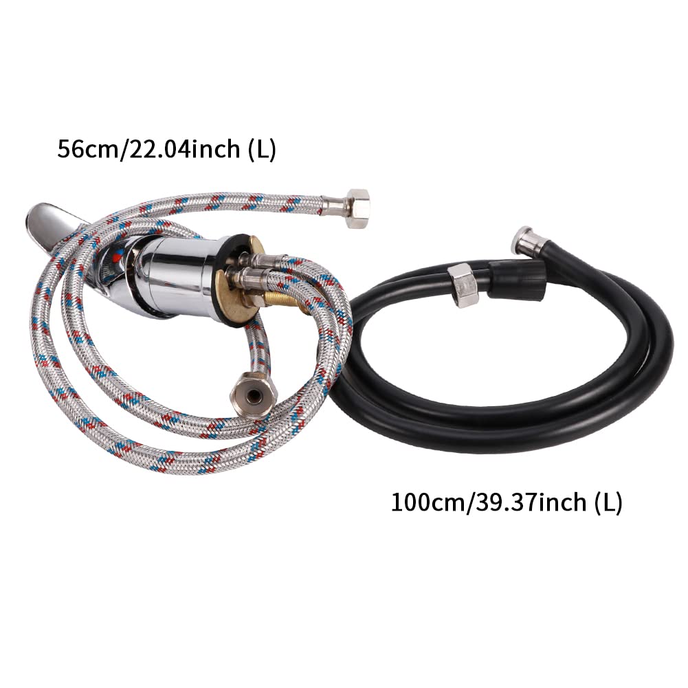 Water Faucet Set, Professional Beauty Salon Shampoo Sink Bowl Faucet and Sprayer Kit with Spray Hose, Hair Salon Sink Faucets Sprayer Hose Replacement Set(Silver)