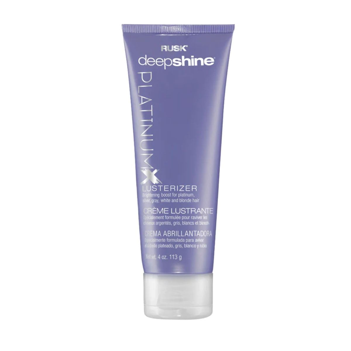RUSK PlatinumX Lusterizer, crème coiffante de formule salon pour booster la brillance, éliminer les reflets cuivrés et lutter contre les frisottis, 113 g