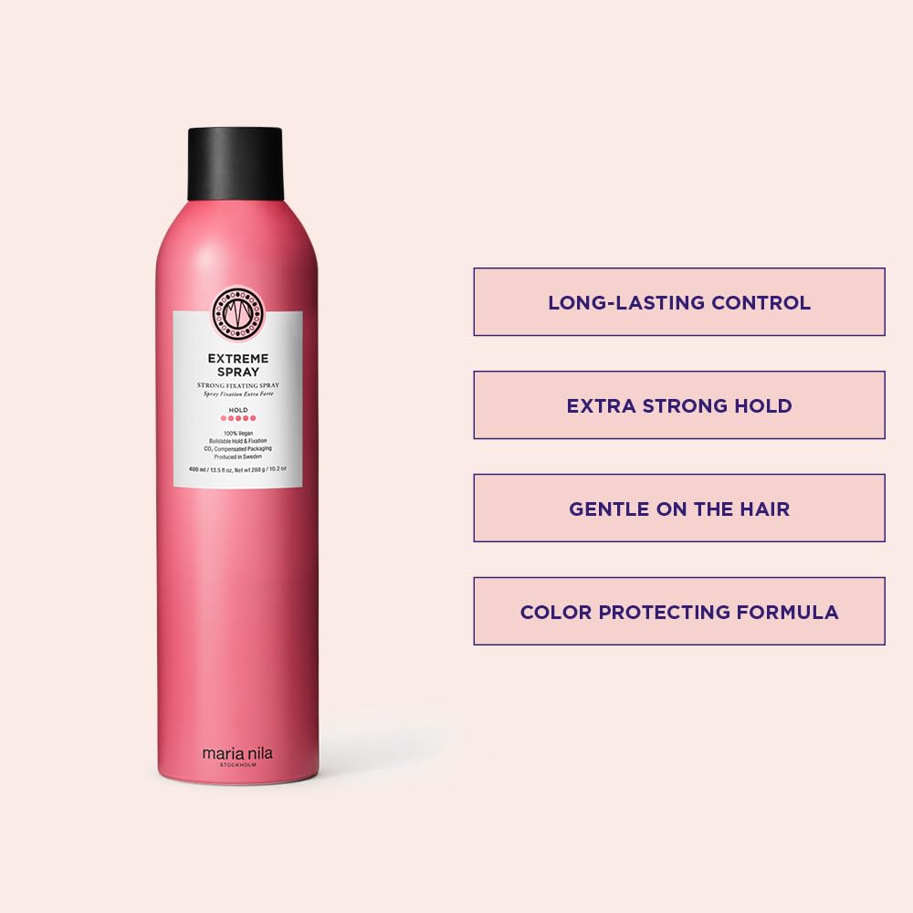Maria Nila Extreme Spray, 400 ml / 12.17 Oz, Hold 5/5, Antioxidant Preserves Hair Color, 100% Vegan & Sulfate/Paraben free
