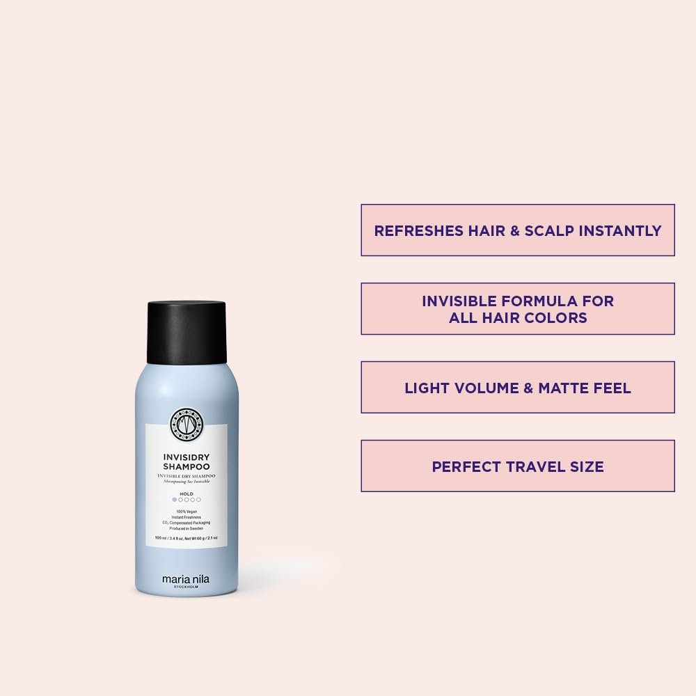 Misty Rose Maria Nila Invisidry Dry Shampoo, Freshens up Hair & Scalp, Leaves no trace of product, 100% Vegan & Sulfate/Paraben free, 2.4 Oz / 94 ml