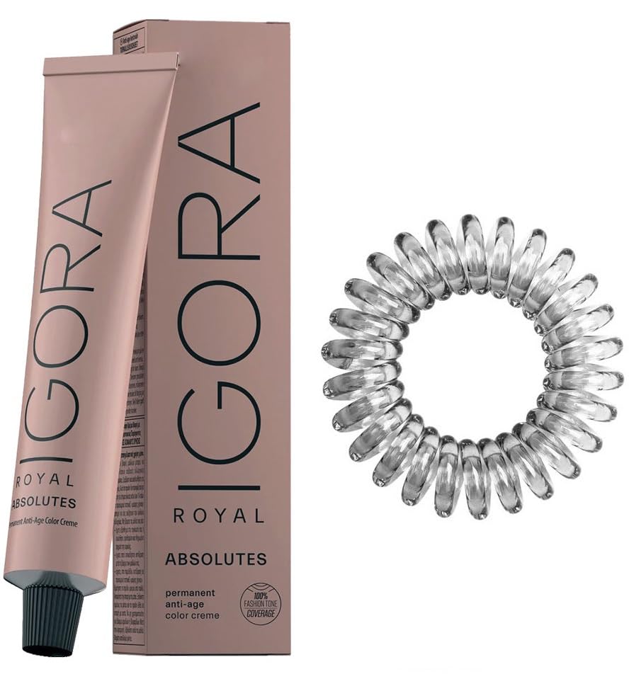 Igora Royal Absolutes 4-60 中棕色巧克力色自然永久染发剂 2 盎司和发环（捆绑包）
