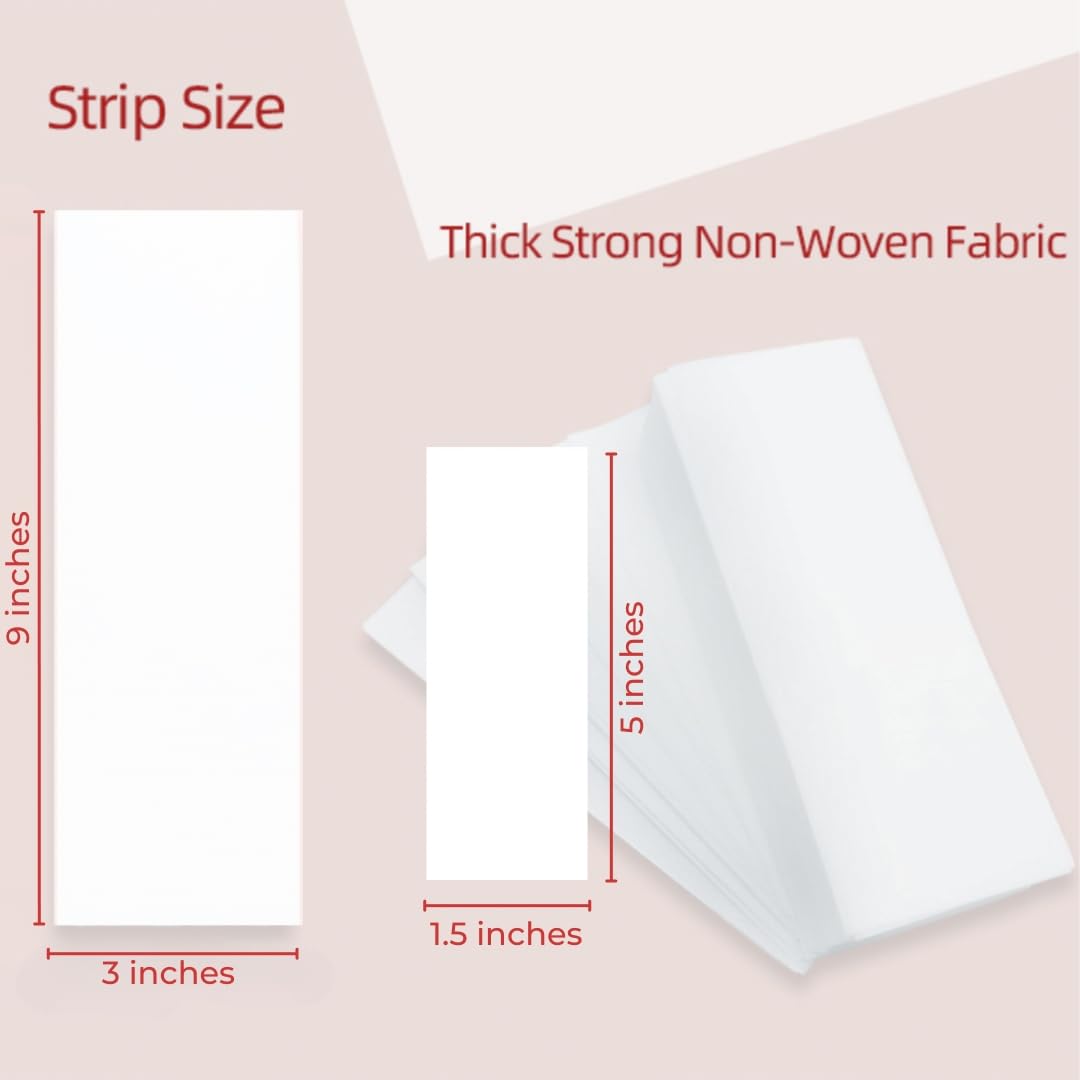 Amira Beauty 200 Pieces Non Woven Wax Strips Hair Removal Waxing Facial Body Epilating Wax Paper Small and Large Multi Size Pack 100 3" X 9" and 100 1.5" X 5" Strips