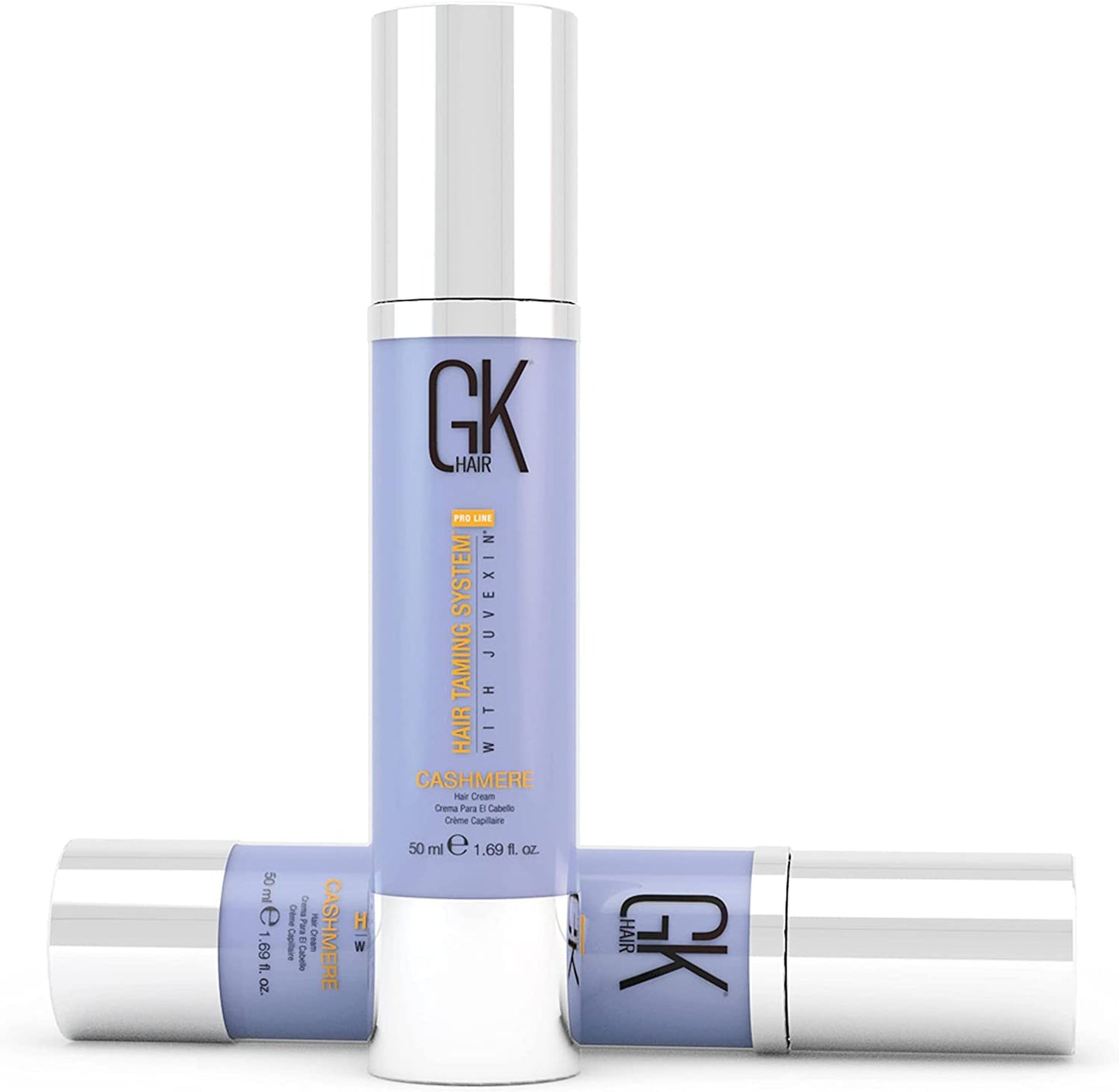 Crème coiffante et lissante sans rinçage GK HAIR Global Keratin Cashmere (50 ml) Huile d'argan pour une brillance lisse et anti-frisottis, hydrate et répare les cheveux secs, abîmés et difficiles à coiffer