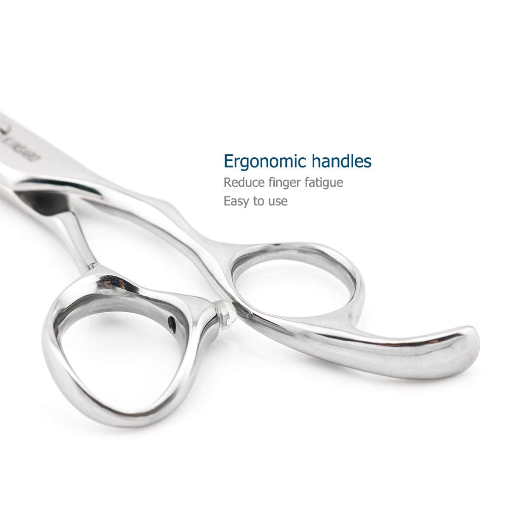 5.5" Barber scissors Hair scissors Professional Hair Shears Cutting Shears 440C Hair Cutting Scissors Barber Shears Haircut Scissors Silvery Convex Blades KINSARO