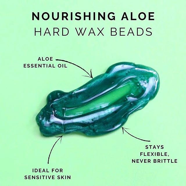 GiGi 滋养芦荟硬蜡珠脱毛膏 - 适用于面部、比基尼和身体，敏感肌肤配方，14 盎司袋装