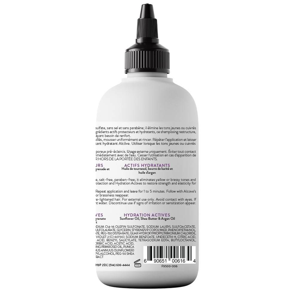 Alcôve - Violet Shampoo - Evening Primrose Oil, Mango Extract, and Argan Oil - Sulfate-Free - Blonde Hair - Colored Hair - Neutralize Yellow Tones - Refresh Highlights - Color-Safe -10oz