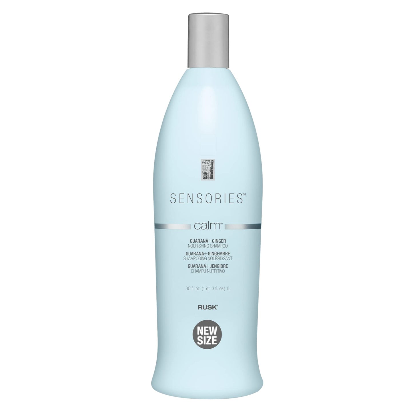 Shampooing nourrissant Rusk Sensories Calm au guarana et au gingembre, formule nourrissante pour ajouter de la brillance et maintenir l'hydratation, 35 oz