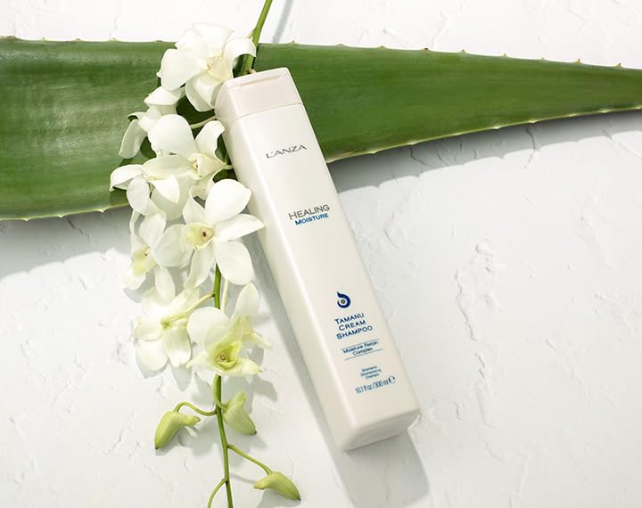 L'ANZA Healing Moisture Tamanu Cream Shampoo, Gentle Hair Shampoo, All Hair Types, Hydrates Dry, Damaged Hair, Daily Cleansing Anti Frizz Hair Treatment, Hair Care Product for Women & Men