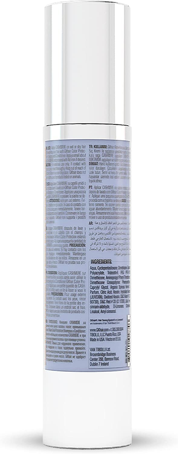 Crème coiffante et lissante sans rinçage GK HAIR Global Keratin Cashmere (50 ml) Huile d'argan pour une brillance lisse et anti-frisottis, hydrate et répare les cheveux secs, abîmés et difficiles à coiffer