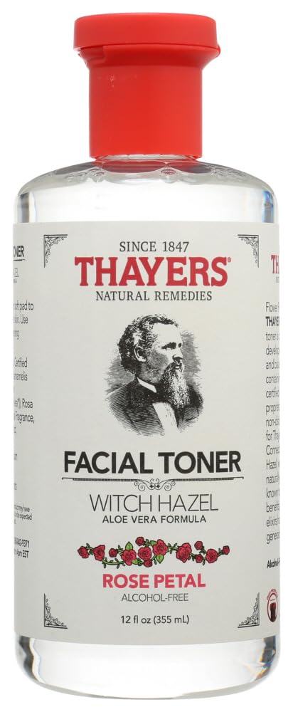 Thayers Alcohol-Free Rose Petal Witch Hazel with Aloe Vera, 12 Fluid Ounce Pack Of 12