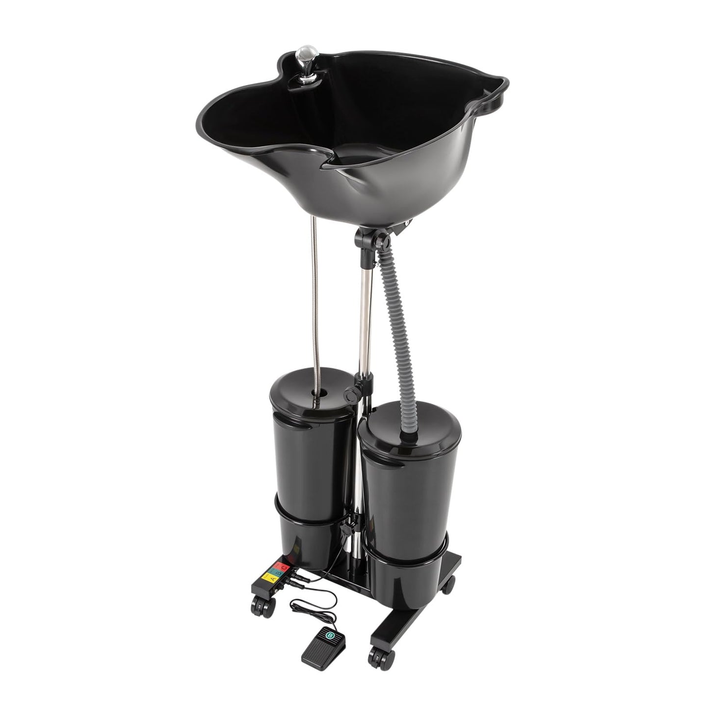 White Smoke GDAE10 Portable Shampoo Bowl with Electric Pump, Hair Washing Station for Home & Barber Use, Portable Sink for Washing Hair with Dual-Bucket Design, Height Adjustable