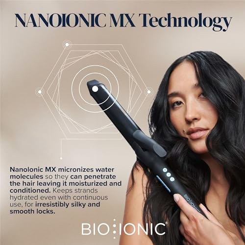 Bio Ionic Long Barrel Styler, 1" Curling Iron with Moisture Heat Technology & NanoIonic MX, Verstatile Curling Wand with Longer Barrel for Large Sized Soft Curls & Waves