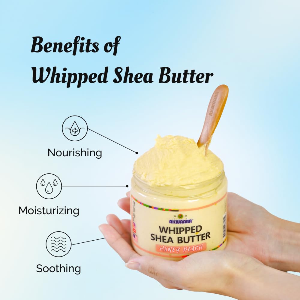 AKWAABA Yellow Whipped Shea Butter (Baby Powder) - Nourishes, Moisturizes & Soothes | Pure Shea Butter | No Dyes & Parabens | 12 oz / 340 g
