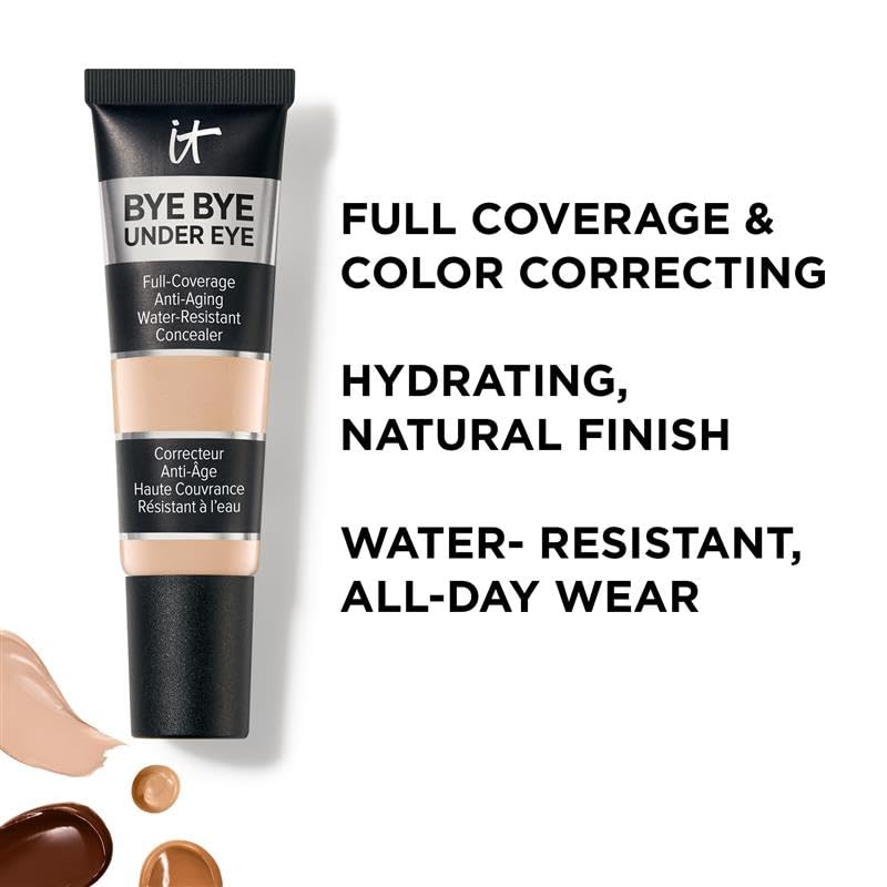 IT Cosmetics Bye Bye Under Eye Concealer (Light Natural) - Water-Resistant, Full Coverage Brightening Concealer For Dark Circles, Fine Lines, Redness & Discoloration, Anti-Aging, 24H Wear - 0.4 fl oz