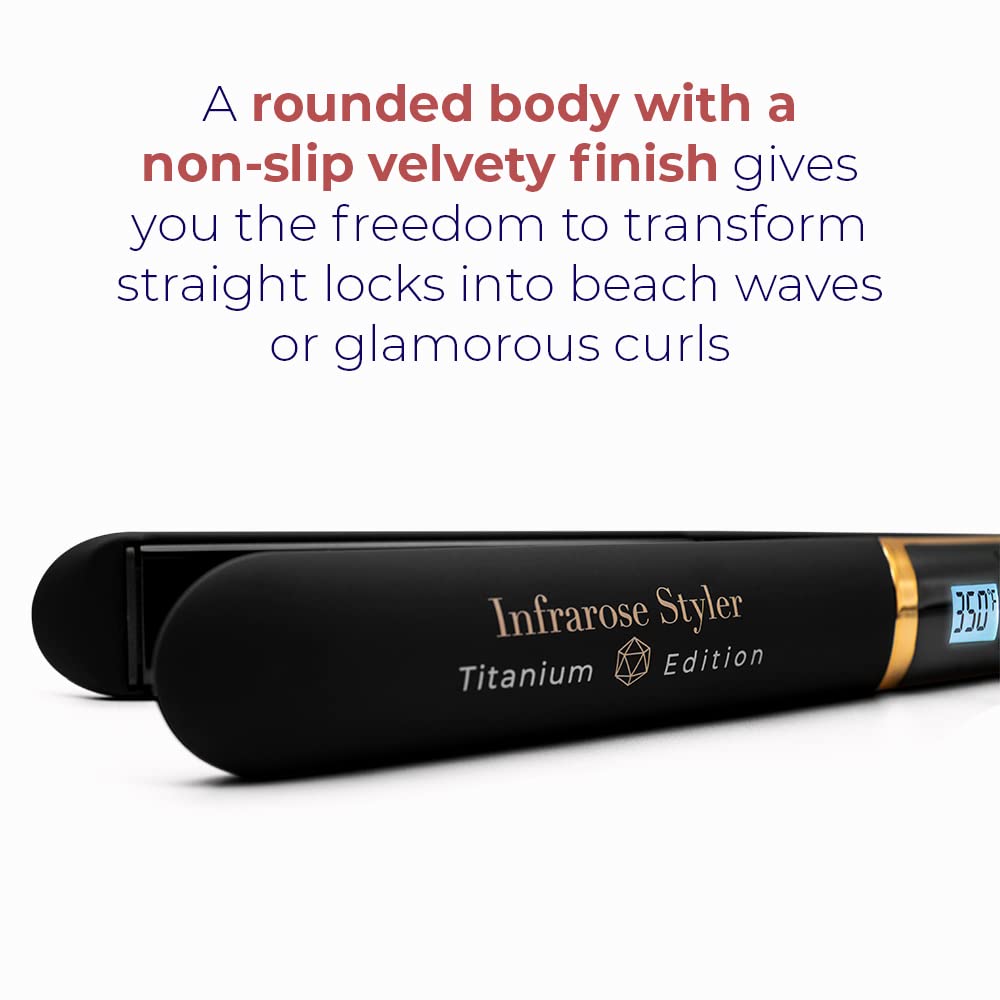 SRI Infrarose Titanium Styler – Professional Flat Iron with Floating Plates to Reduce Pulling – Hair Straightener for Curly, Damaged, Fine Hair, All Hair Types – Durable Design.