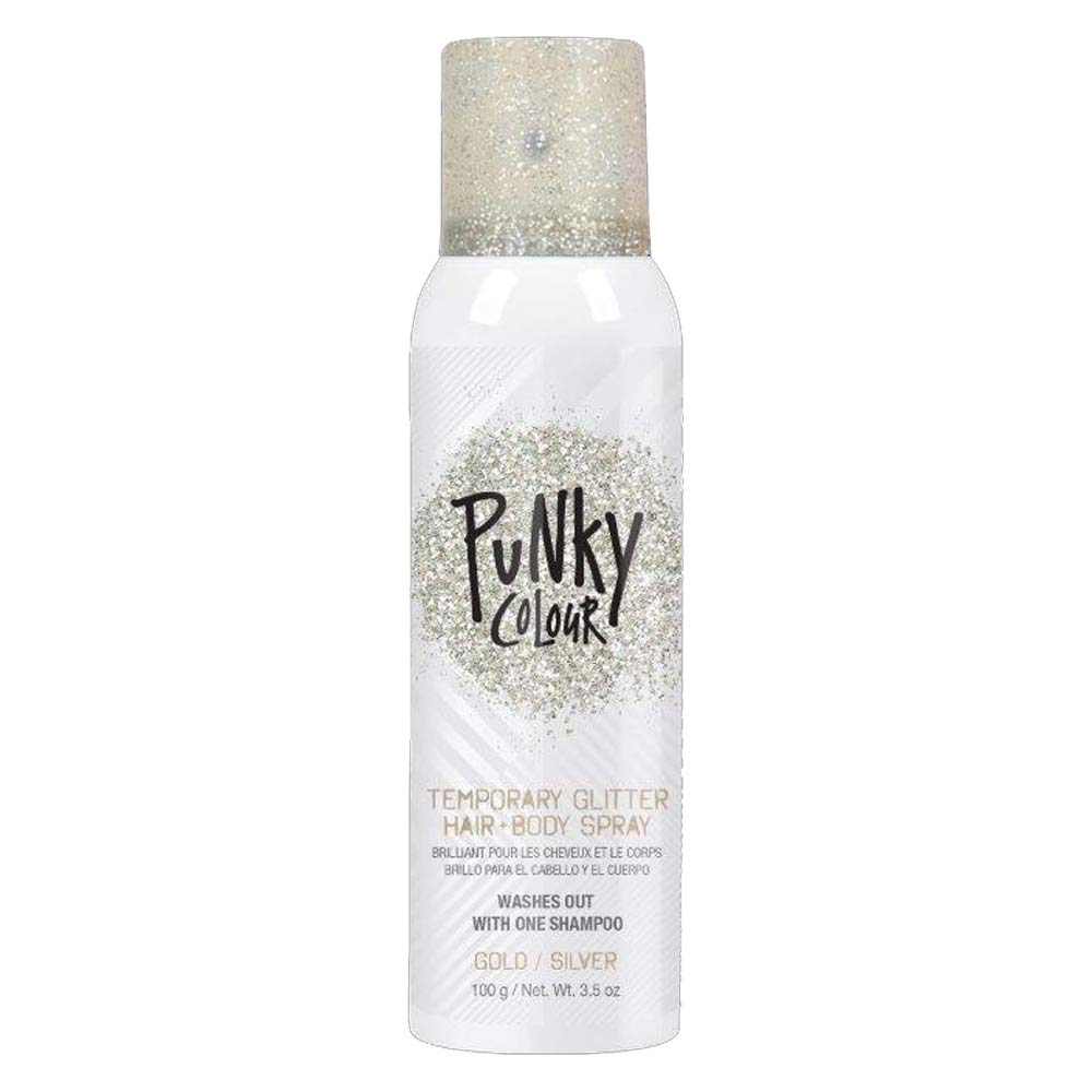 Punky Colour Temporary Hair and Body Glitter Spray, Gold/Silver – Glitters Hairspray, Adds Shimmery Glow, Hair Glitter for Kids, Women, Men, 3.5 oz
