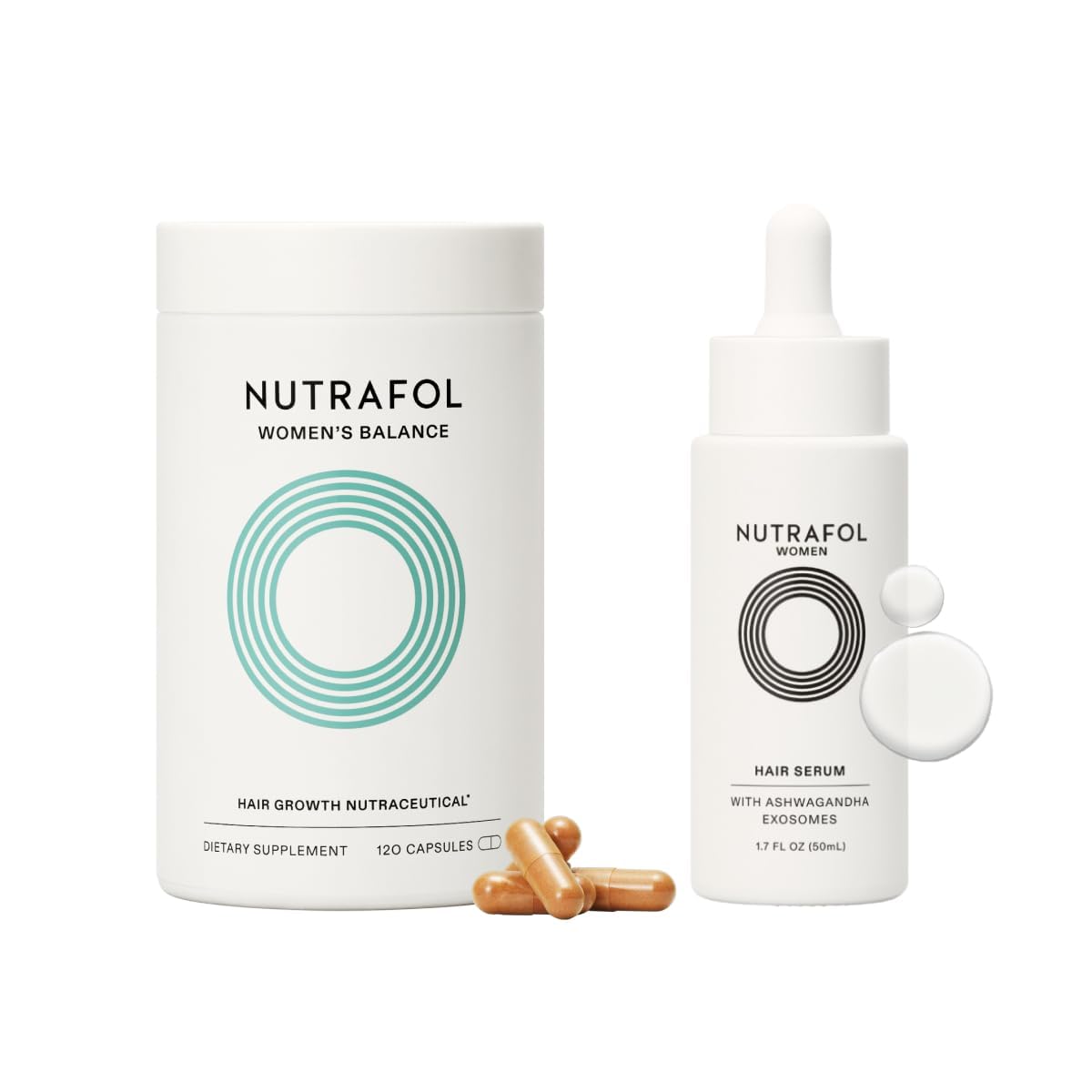 Nutrafol Women's Balance Hair Growth Supplement and Hair Serum, Ages 45 and Up, Clinically Tested for Visible Thickness and Strength - 1 Month Supply, 1.7 Fl Oz Bottle