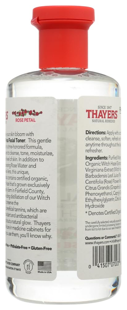 White Smoke Thayers Alcohol-Free Rose Petal Soothing Witch Hazel for Face & Skin with Aloe Vera UcvrXn, 3Pack (12 oz)