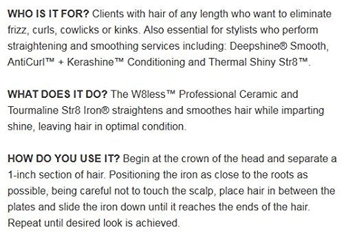 Fer à repasser professionnel RUSK Engineering W8less en céramique et tourmaline Str8, 2,5 cm, léger, infusé de tourmaline, combiné à la technologie Sol-Gel