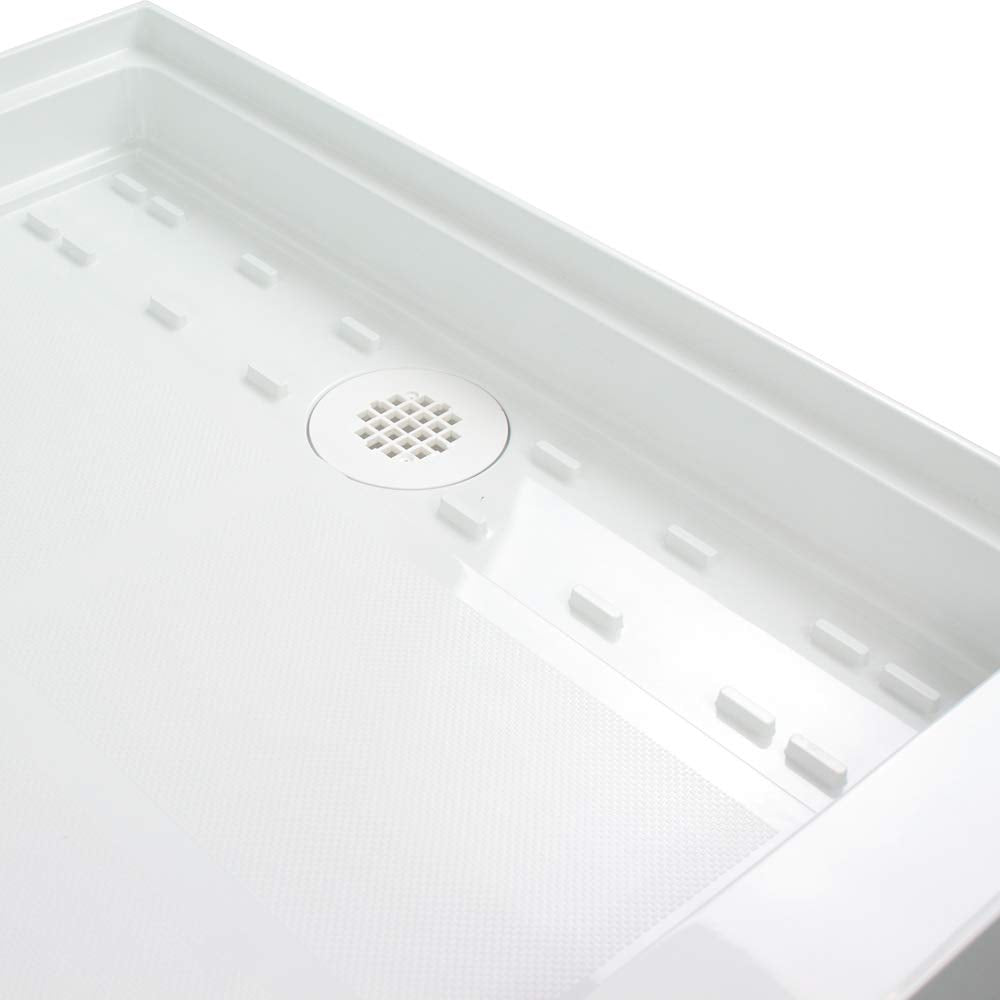 Transolid FL6034R-39 Linear 60-in W x 34-in L Rectangular Alcove Concealed End Drain Shower Base with Right Hand Drain, Grey