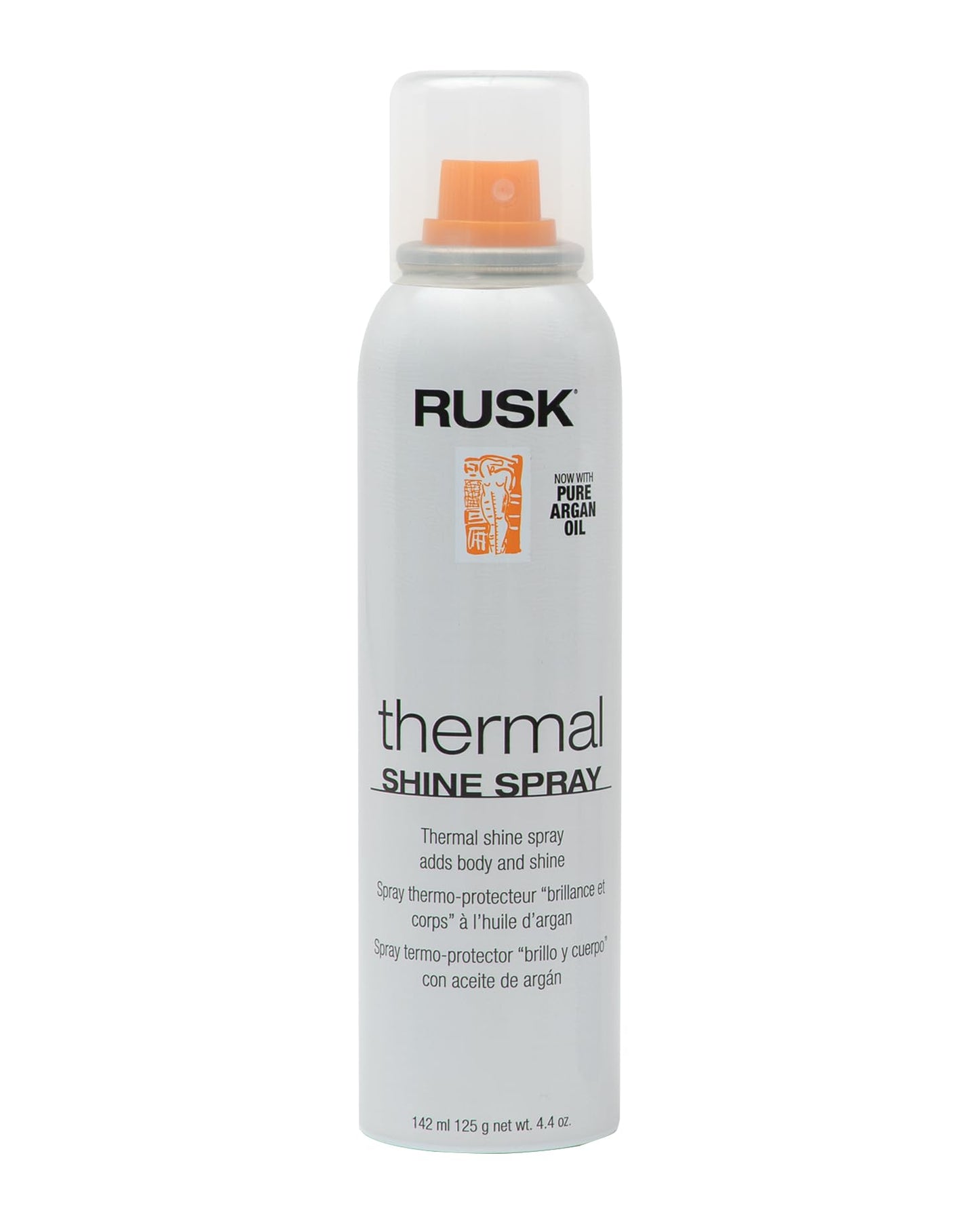 Spray brillance thermique RUSK, huile d'argan pure, élimine les frisottis et maintient la brillance, cheveux lisses et soyeux, 120 g