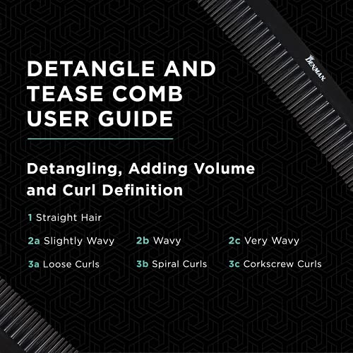 Denman 杰克迪恩 (黑色) 卷发丰盈梳，用于分发、造型、定义、增强和提升卷发 (D12)