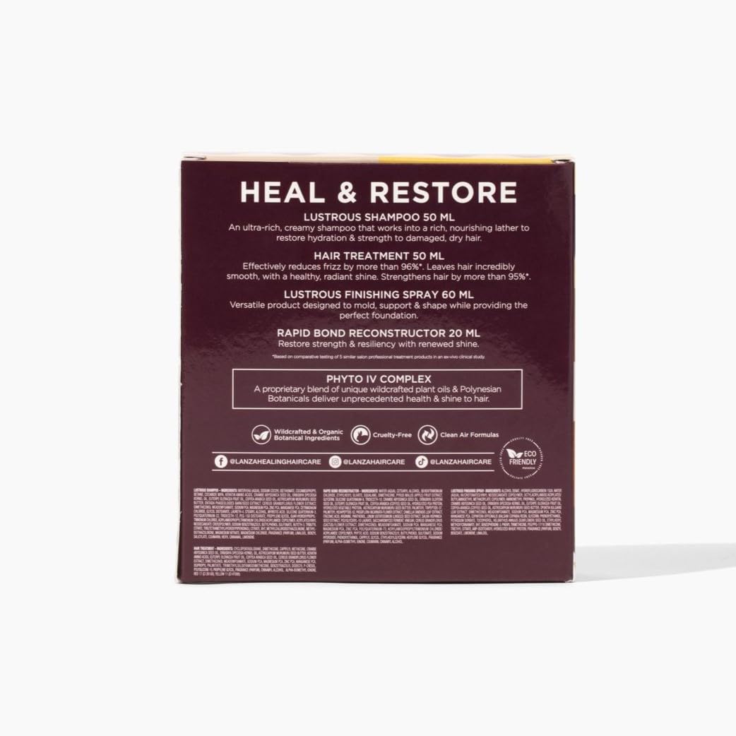L'ANZA Keratin Healing Oil Sampler Hair Kit, Keratin Hair Oil Treatment with Travel Size Shampoo, Finishing Hair Spray & Rapid Bond Reconstructor Hair Care Kit in a Gift Box(1.7/2/0.68 Fl Oz)