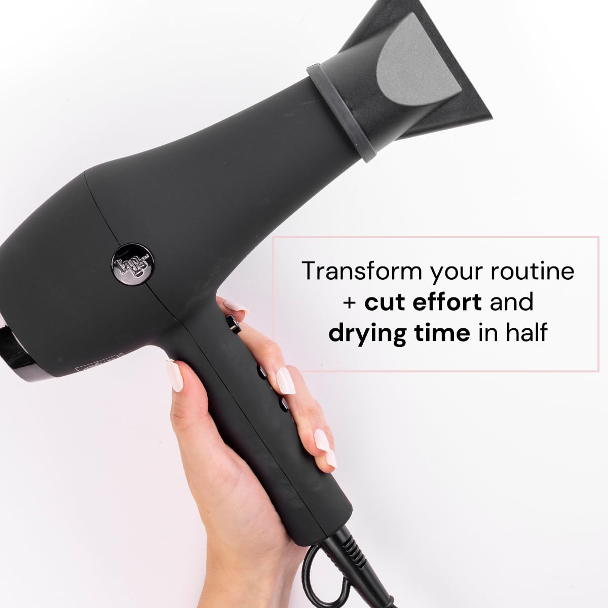 L'ANGE HAIR Soleil Professional Hair Dryer | 3 Heat Settings & 2 Airflow Settings | Cool Shot Locks-in Style | Professional Length Cord | Best Lightweight Hair for Smooth Blowouts (Black)