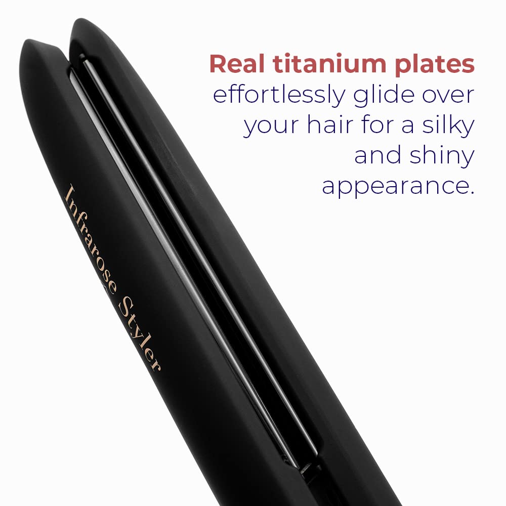 SRI Infrarose Titanium Styler – Professional Flat Iron with Floating Plates to Reduce Pulling – Hair Straightener for Curly, Damaged, Fine Hair, All Hair Types – Durable Design.