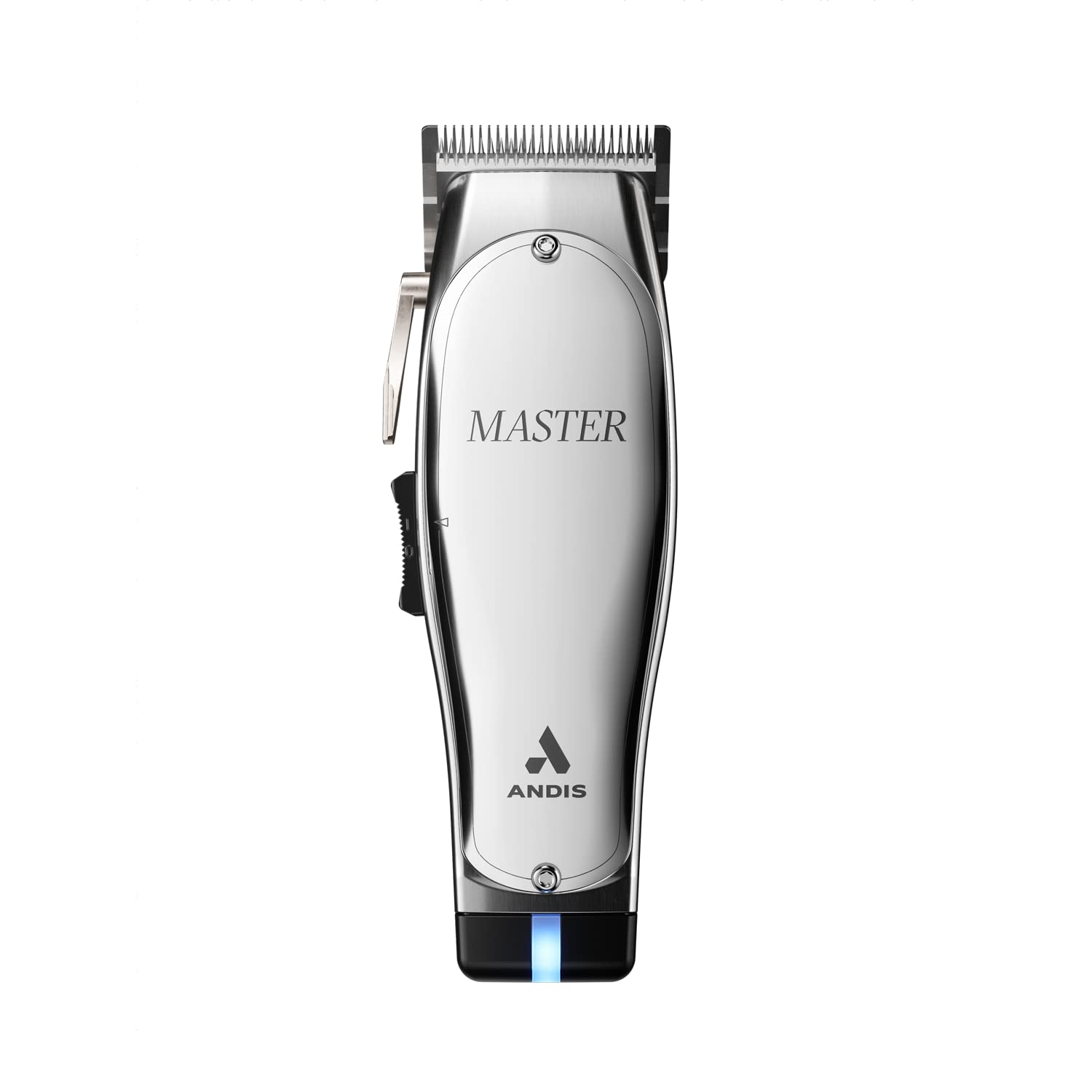 Andis 12660 Professional Master Corded/Cordless Hair Clipper, Adjustable Carbon Steel Blade Hair Clipper for Close Cutting, Silver