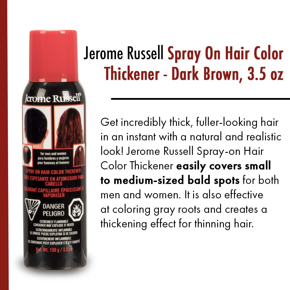 jerome russell Hair Color Thickener for Thinning Hair, Dark Brown, 3.5 Ounce